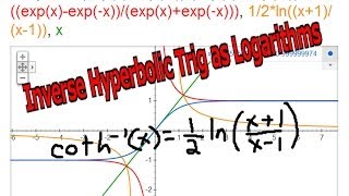 Inverse Hyperbolic Trigonometry as Logarithms coth1x [upl. by Mettah]