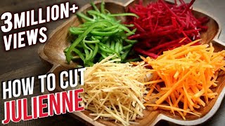 How To Julienne Vegetables  Knife Skills  The Bombay Chef  Varun Inamdar  Basic Cooking [upl. by Lyrej479]