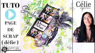 PAGE de SCRAPBOOKING tutoriel proposé par Célie pour Graffiti Girl [upl. by Nevanod]