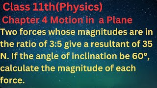 Two forces whose magnitudes are in the ratio of 35 give a resultant of 35 N If the angle of in [upl. by Brelje]