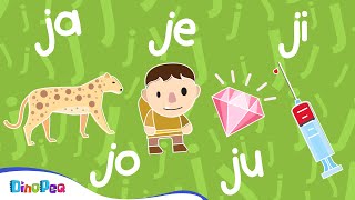 Sílabas JA JE JI JO JU  VOCABULARIO para niños 👦👧  DinoPeq 🦖 [upl. by Matuag]