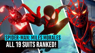 SpiderMan Miles Morales  ALL 19 suits ranked [upl. by Mot387]