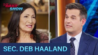 Interior Sec Deb Haaland  Honoring Native American History amp Gift to Biden  The Daily Show [upl. by Ylicis]