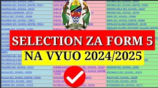 WALIOCHAGULIWA KUJIUNGA NA FORM 5 NA VYUO VYA UFUNDI 2024 SELECTION ZA FORM FIVE [upl. by Netsriik552]