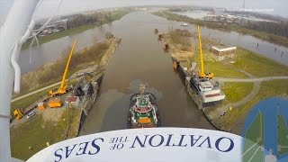 Cruise ship Ovation of the Seas on river 400m tug boat formation navigating the river Ems [upl. by Ocicnarf15]