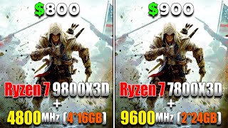 Ryzen 7 9800X3D  4800MHz DDR5 vs Ryzen 7 7800X3D  9600MHz DDR5  Which Combo is Best for PC Gaming [upl. by Mcclain83]