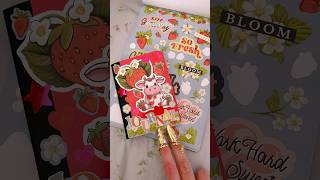 ༚✧˳⁺⁎ decorating my pen and gear mini comp 🍓 strawberry theme ⁎⁺˳✧༚ journal journaling [upl. by Acihsay]