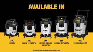 Dewalt Stainless Stain WetDry Vacuums 20L 25L 30L 38L 61L dewalt dewaltvacuums cleaning [upl. by Naasar]