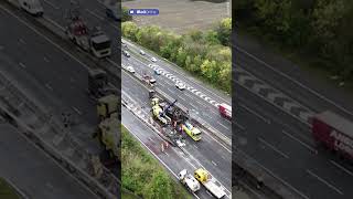 M25 closed as emergency services attend massive lorry fire [upl. by Rizas173]