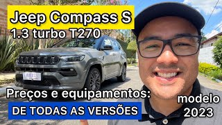 JEEP COMPASS S T270 2023 o que mudou Preços e conteúdos de todas as versões e preços [upl. by Yenruogis]