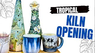 🌴 Tropical Kiln Opening 🌴Mayco Amaco and Spectrum glaze combinations [upl. by Hauge]