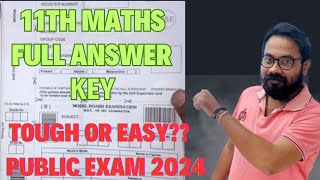 11th MathsFull answer keypublic exam 2024 [upl. by Maryl]