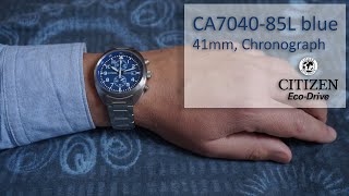 Citizen CA704085L blue 41mm EcoDrive Chronograph Watch [upl. by Hawkie529]