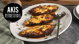 Greek stuffed eggplants  Papoutsakia  Akis Petretzikis [upl. by Katonah]