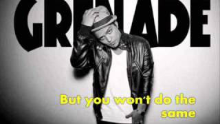 Grenade by Bruno Mars instrumental with lyrics ON SCREEN [upl. by Aysa]