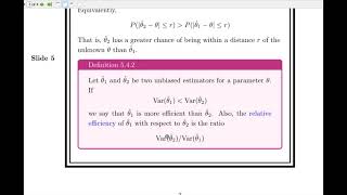 Mathematical Statistics 54 Properties of Estimators Unbiasedness and Efficiency [upl. by Joelly]