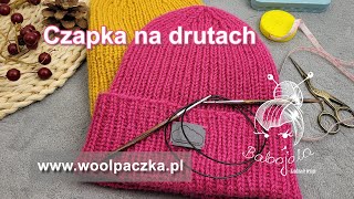 Łatwa czapka na drutach Jak zrobić czapkę na drutach ściegiem ściągaczowym [upl. by Oemor533]