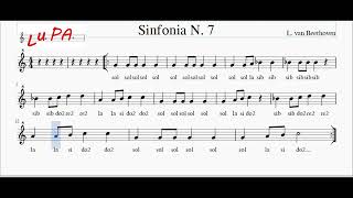 Sinfonia N7 L van Beethoven  Flauto dolce  Note  Spartito  Karaoke  Recorder  Instrumental [upl. by Sale]