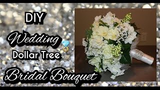 DIY DOLLAR TREE WEDDING BRIDAL BOUQUET  How to make a bridal bouquet tutorial [upl. by Grail466]