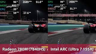 F1 2023  AMD Radeon 780M vs Intel ARC iGPU Ultra 7 155H  32GB LPDDR56400 [upl. by Laureen]