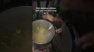 Jamaican chicken foot with cow skin soup rich can u smell it true the fone viralvideo viralreels [upl. by Rutherford]