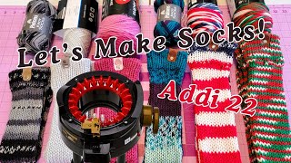 Lets Make Socks Addi 22 knittingmachine freetutorial tubesocks redheartyarn knittingpattern [upl. by Gefen341]