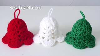 CROCHET TUTORIAL 🎄 CAMPANA NAVIDEÑA A CROCHET  Adornos navideños Campanas de Navidad [upl. by Dylane]