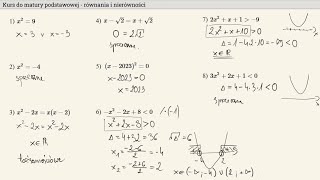 Kurs  matura 2025  równania i nierówności [upl. by Merow]