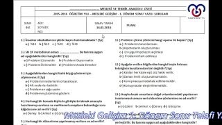 Mesleki Gelişim 1 Dönem 2 Yazılı  Telafi Sınavı [upl. by Erdnaet]