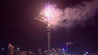 Fireworks light up New Zealands New Year celebrations [upl. by Llenrad]