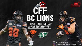 BC Lions season comes to an end after 2819 loss to Saskatchewan in West Semifinal [upl. by Doss133]