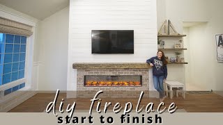 DIY Shiplap Electric Fireplace Build with Mantel [upl. by Zipnick]