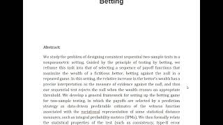 Nonparametric Two Sample Testing by Betting [upl. by Dearr]