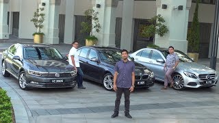 DRIVEN 2017 1 BMW 330e vs MercedesBenz C350e vs Volkswagen Passat 20 TSI [upl. by Yanahc621]