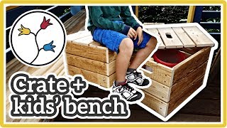 STORAGE CRATE  KIDS’ BENCH – Easy DIY storage bench upcycling [upl. by Htidirem]