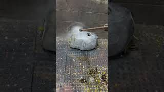 Pressure washing the paint off this BMW motorcycle fuel tank after a chemical dip bmw satisfying [upl. by Calie]