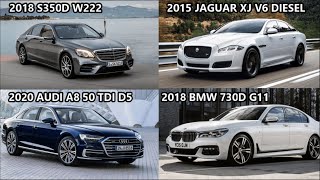 MERCEDES S350D W222 VS AUDI A8 50 TDI D5 VS BMW 730D G11 VS JAGUAR XJ 30 V6 X351 ACCELERATION 0200 [upl. by Quintina]