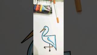 How to draw a crane  Bird drawing easy shortsfeed viral drawings [upl. by Earased415]