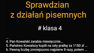 Sprawdzian z działań pisemnych klasa 4 [upl. by Maye611]