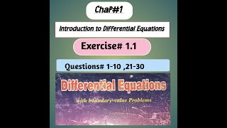 Differential Equations By Zill Exercise11  Questions 110 2130 [upl. by Llorrad]