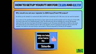 How to setup your FT991 for a repeater with AMS Rx and FM Tx [upl. by Otreblide929]