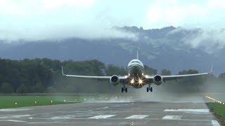 Boeing 737 takeoff on 1500m short runway at St Gallen Altenrhein Airport [upl. by Malek]