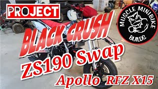 Zs190 ESTART Zongshen 5 Speed Swap Apollo RFZ X15 PROJECT quotBLACK CRUSHquot PT2 AZ HOOD RIDE Build [upl. by Nodnar]