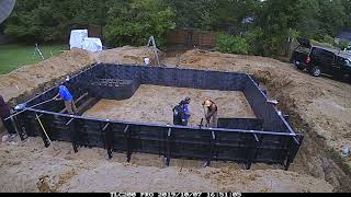 Day 1  Pool Installation Time Lapse  Custom Polymer Wall amp Vinyl liner [upl. by Scarito]