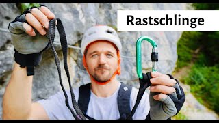 Klettersteig  Rastschlinge bauen  Kurzhängeschlaufe [upl. by Zanlog]