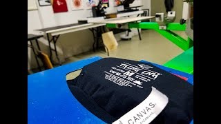 Screen Printing Neck Labels on TShirts [upl. by Eceinehs504]