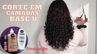 CORTEI MEU CABELO SOZINHA CORTE EM CAMADAS BASE quotUquot E FINALIZAÇÃO CACHEADOONDULADO 💇‍♀️✨ [upl. by Neeluqcaj]