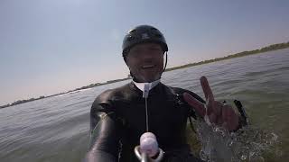 Flysurfer Soul 15 relaunch in very light wind conditions Deep water self rescue [upl. by Eidnam786]