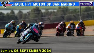 Hasil Motogp Hari ini  Free practice 1 Moto3 San Marino 2024  Hasil Fp1 Moto3 San marino 2024 [upl. by Lesya]