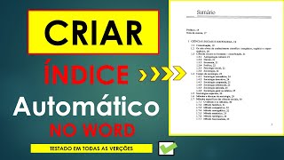 100 fácil Como fazer ÍNDICE automático no WORD com títulos numerados [upl. by Lexis941]